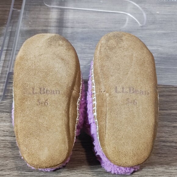 L.L.Bean Toddler Cozy Slipper Boots size 5-6 light purple colour leather sole - Picture 6 of 11